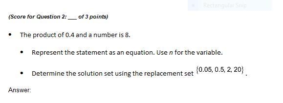 The product of 0.4 and a number is 8-example-1