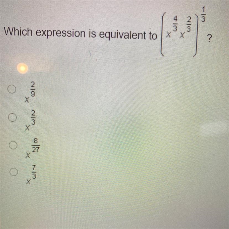 3 4 3 2 3 Which expression is equivalent to ? ON X 0 8 27 3-example-1