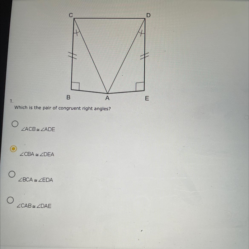 Which is the pair of congruent right angles?-example-1