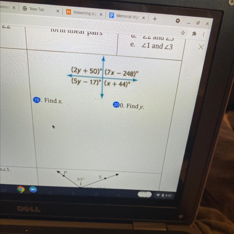 Help me with 19 and 20 19 find x 20 find y-example-1