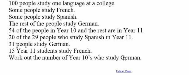 100 people study one language at a college. Some people study French, some study Spanish-example-1