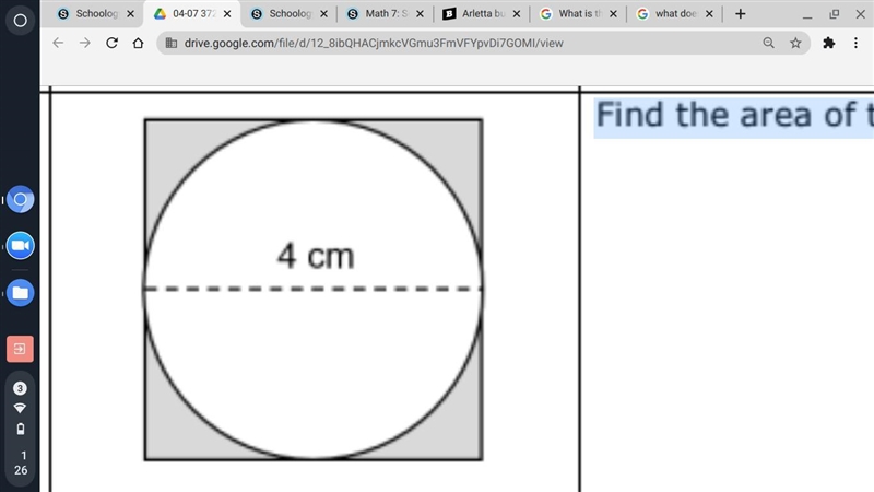 Find the area of the shaded region.-example-1