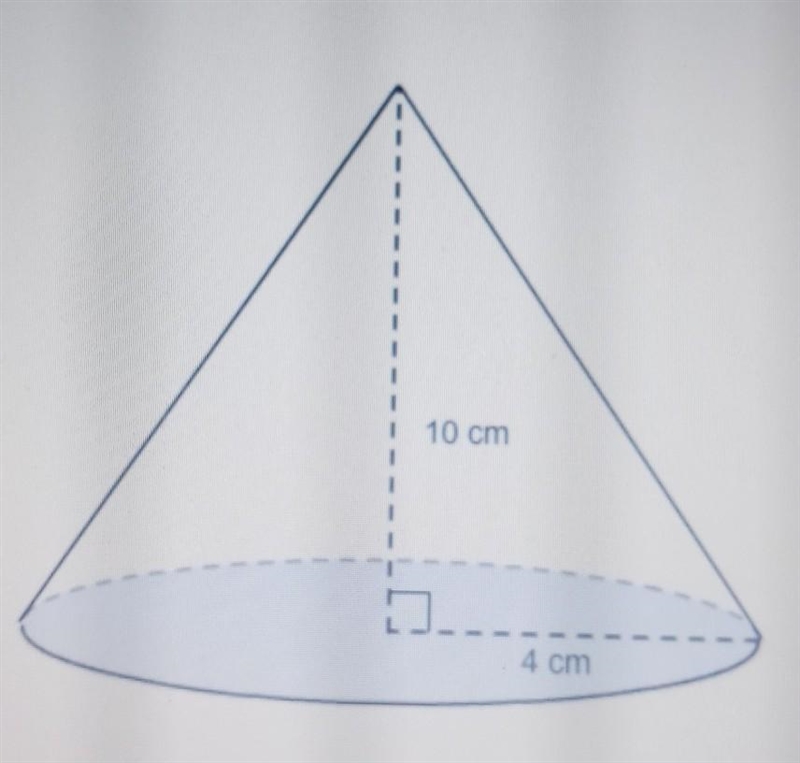 What is the exact volume of the cone? A. 40n cm3 B. 80/3 n cm3 C. 160/3 n cm3 D. 160n-example-1