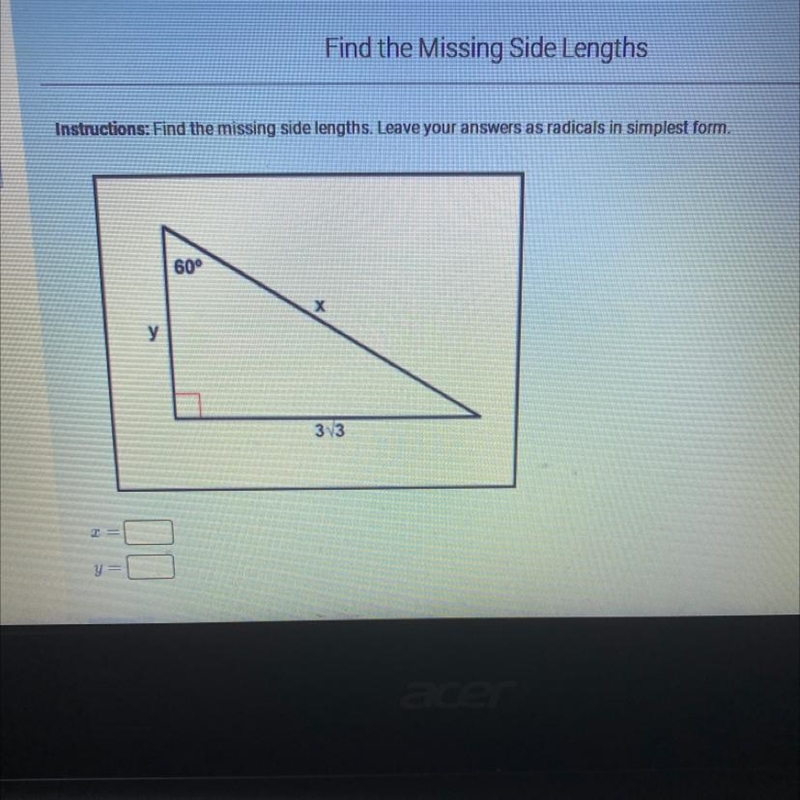 Find the missing side lengths-example-1