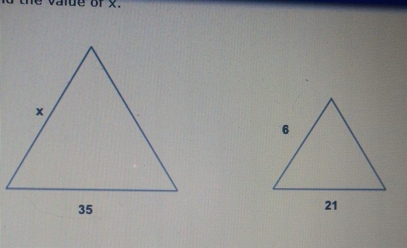 Find the value of x a. 10 b. 6 c. 35 d. 21 explain please ​-example-1