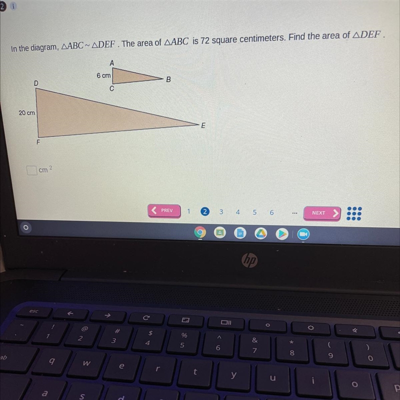 The area of ABC is 72 square centimeters. find area of DEF-example-1