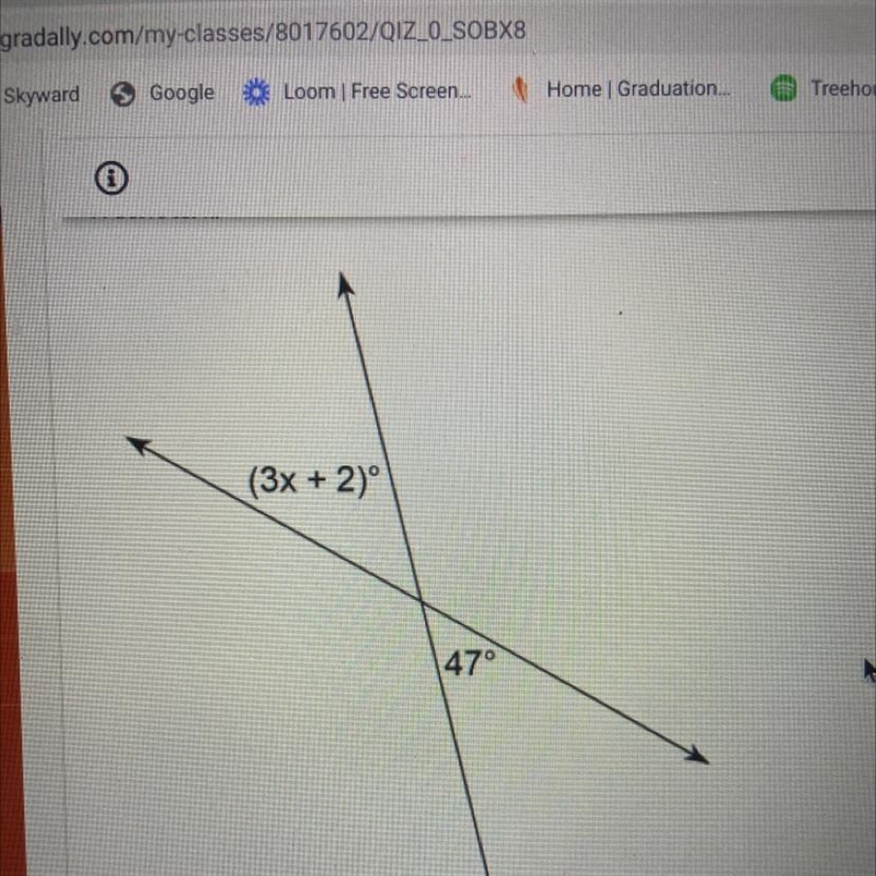 Solve for x. (3x + 2)° 47°-example-1