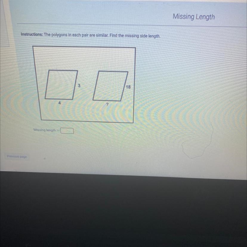 The polygons in each pair are similar. Find the missing side length-example-1