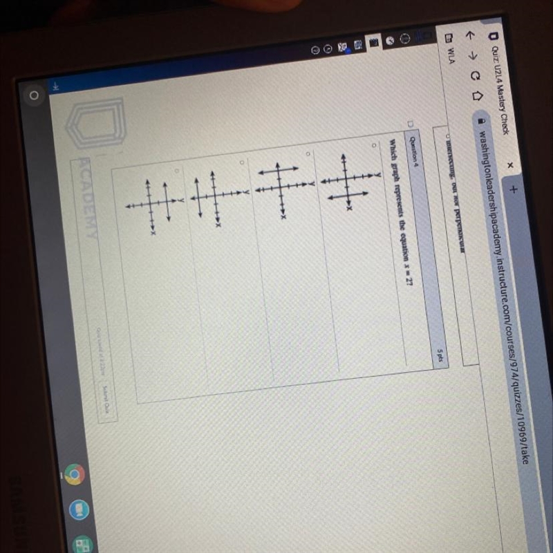 What graph represents the equation x=2-example-1