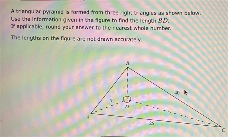 A triangular pyramid is formed from three right triangles as shown below. Use the-example-1