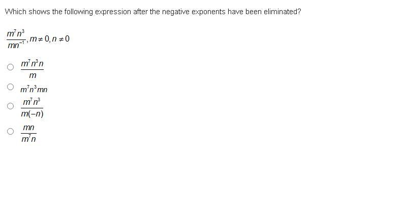 Which shows the following expression after the negative exponents have been eliminated-example-1