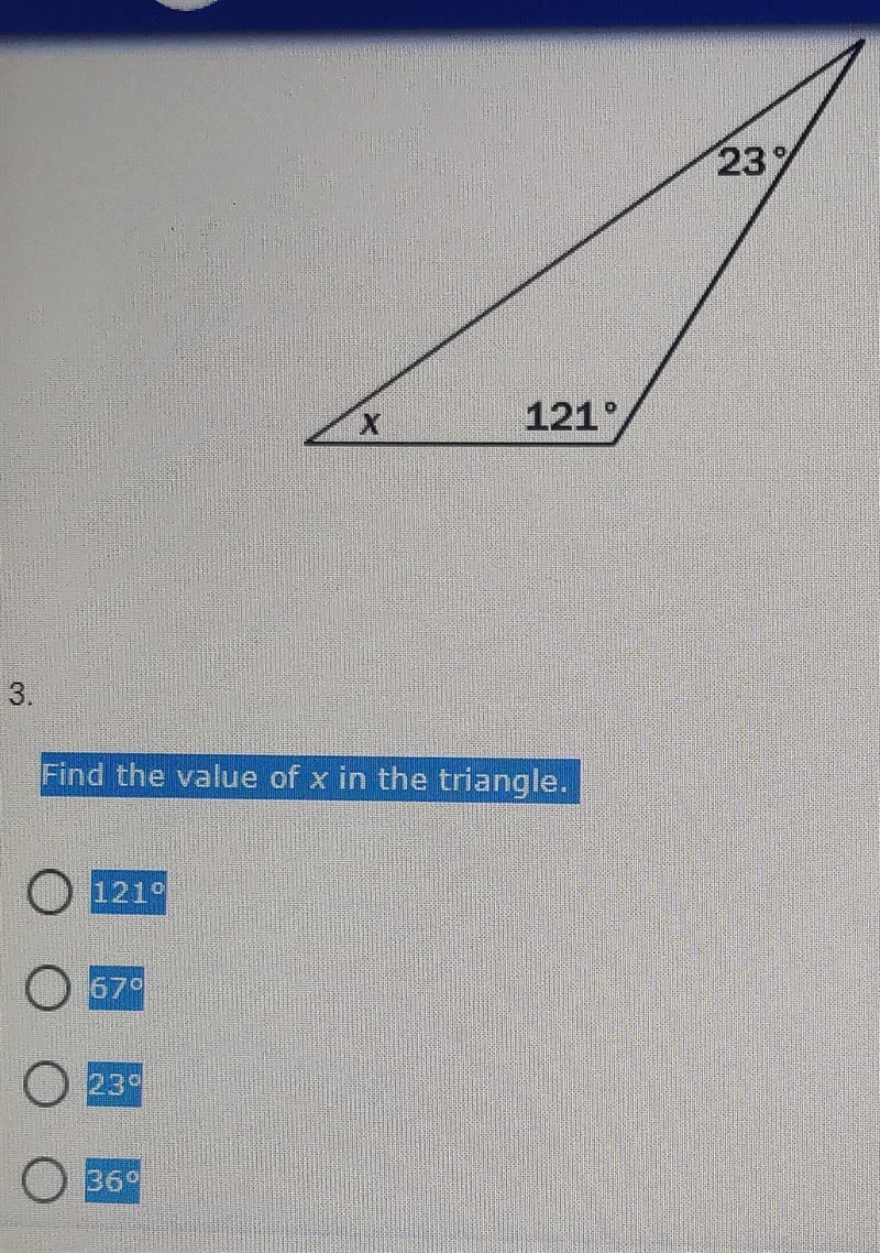 Find the value of x in the triangle.​-example-1