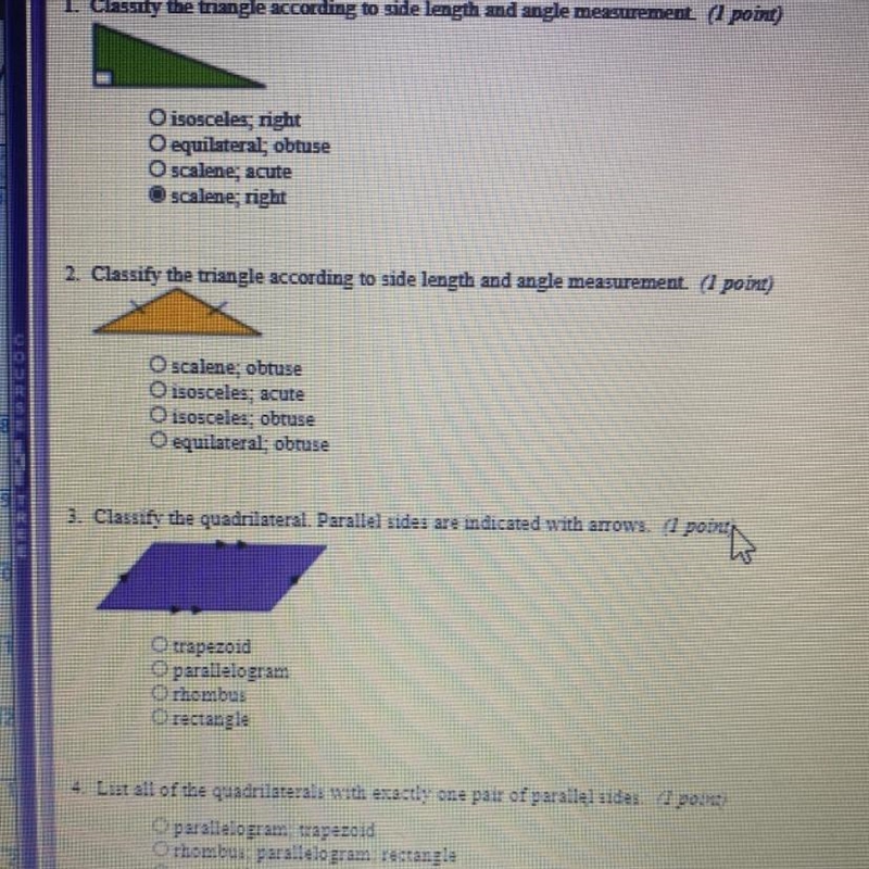 1. Classify the triangle according to side length and angle measurement. (green triangle-example-1