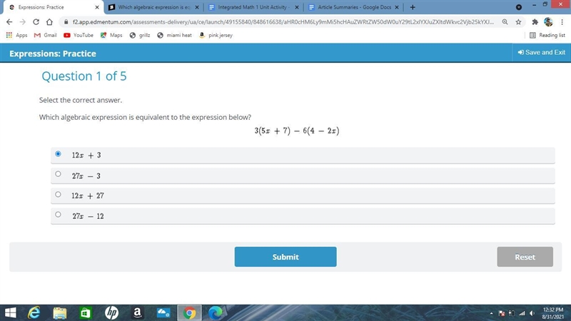 Select the correct answer. Which algebraic expression is equivalent to the expression-example-1