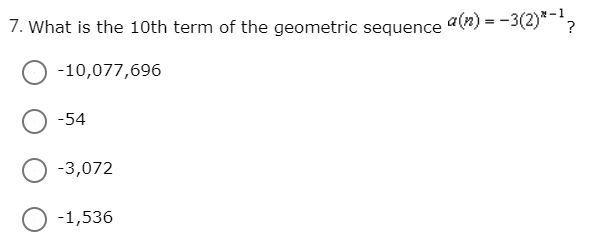 What is the 10th term of the geometric sequence a(n)=-3(2)^(x-1_())-example-1