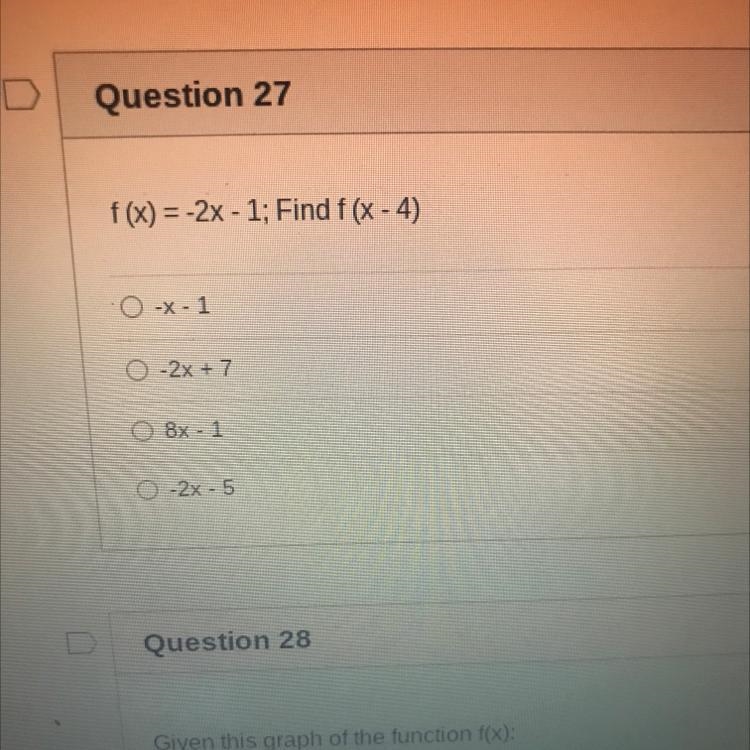 F(x) = -2x - 1; Find f (x - 4)-example-1