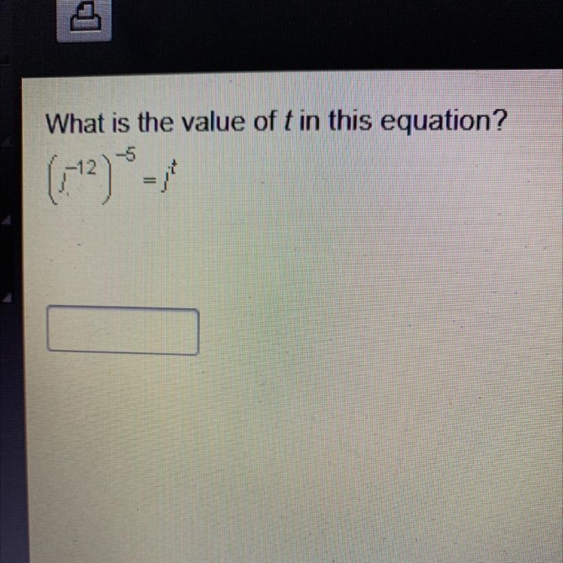 What is the value of t in this equation? (-12)-5 =jt-example-1