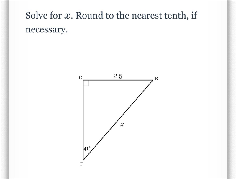 Solve for x. Round to the nearest tenth, if necessary.-example-1