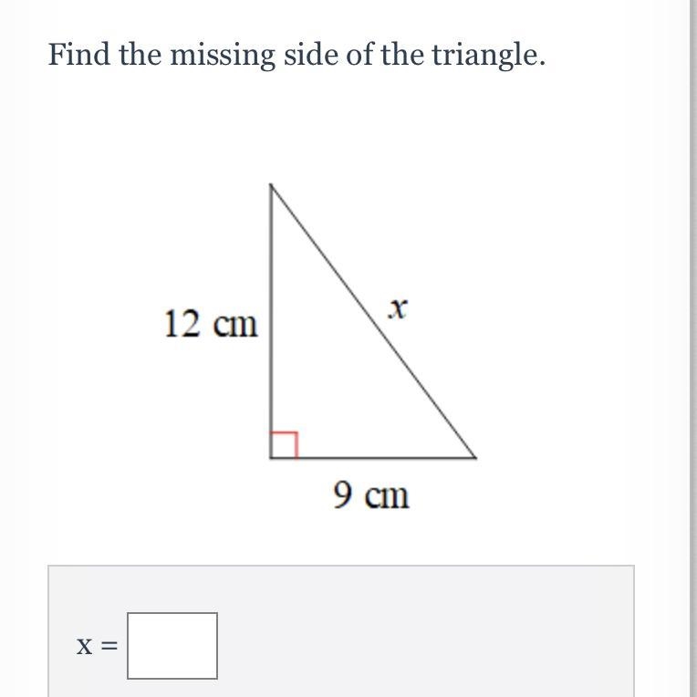 FIND THE MISSING SIDE OF THE TRIANGLE-example-1