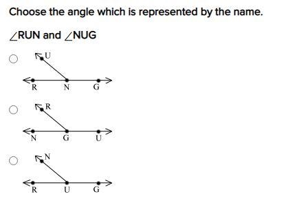 Choose the angle which is represented by the name. RUN and NUG-example-1