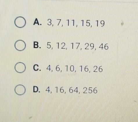 Which of the following is an arithmetic sequence? ​-example-1