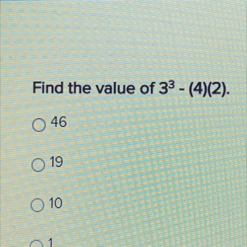 Find the value of 3cubed - (4)(2)-example-1