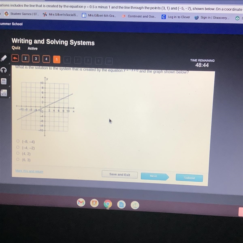 3 49:51 What is the solution to the system that is created by the equation Y =-X+6 and-example-1