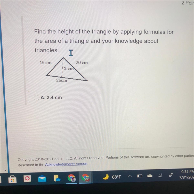 Find the height of the triangle-example-1