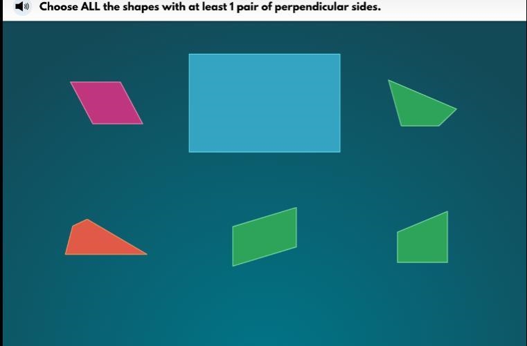 Choose ALL the shapes with at least 1 pair of perpendicular sides.-example-1