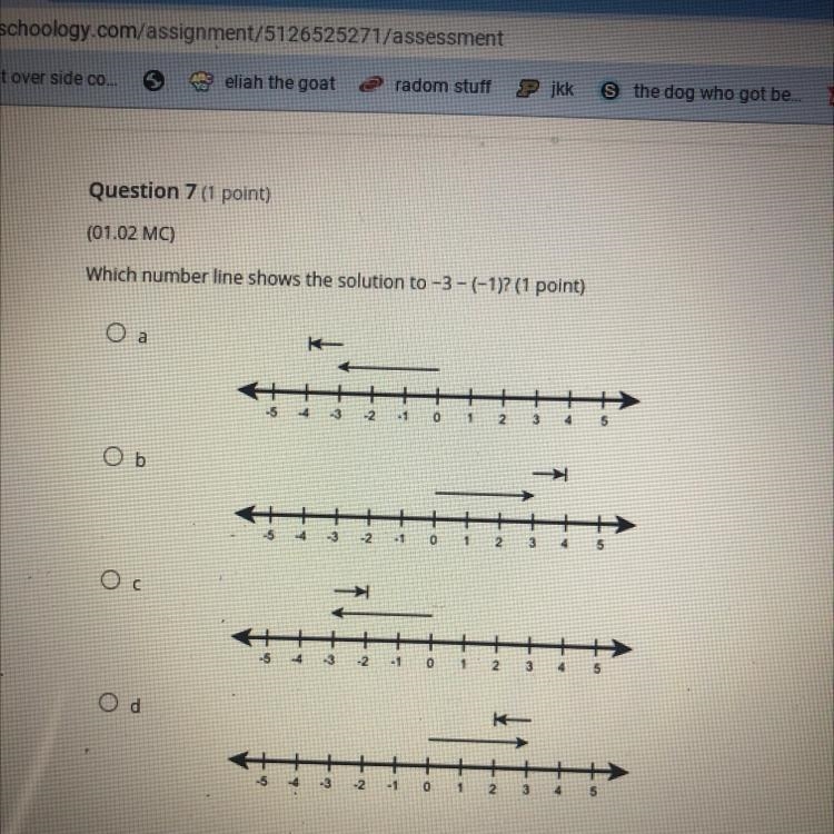 Which number line shows the solution to-3-(-1)-example-1