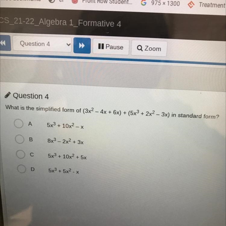 Question 4 What is the simplified form of (342 - 444 64) + (5 * 212 - 34) in standard-example-1