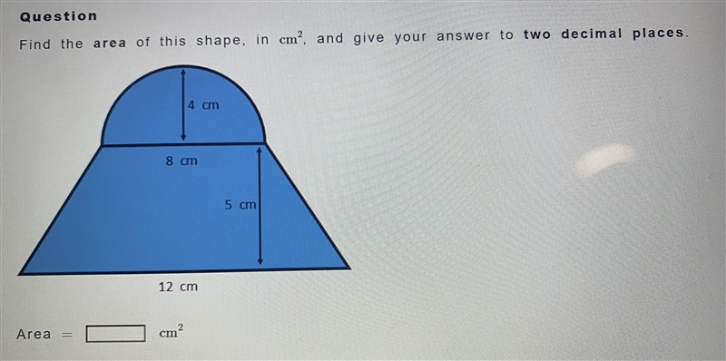 Find the area of the shape in cm squared really need help asap! :)-example-1