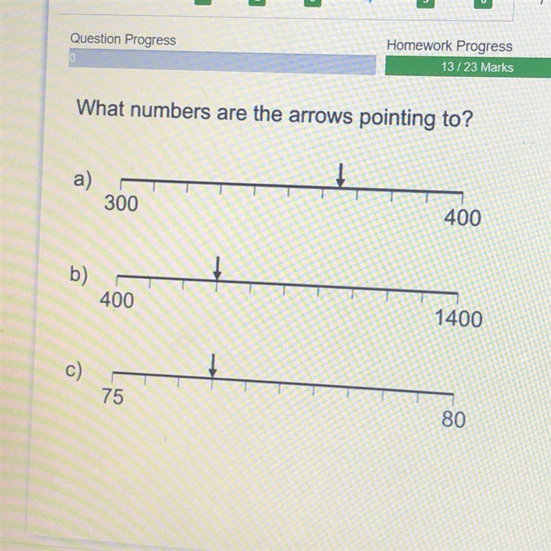 What numbers are the arrows pointing to? a) 300 400-example-1