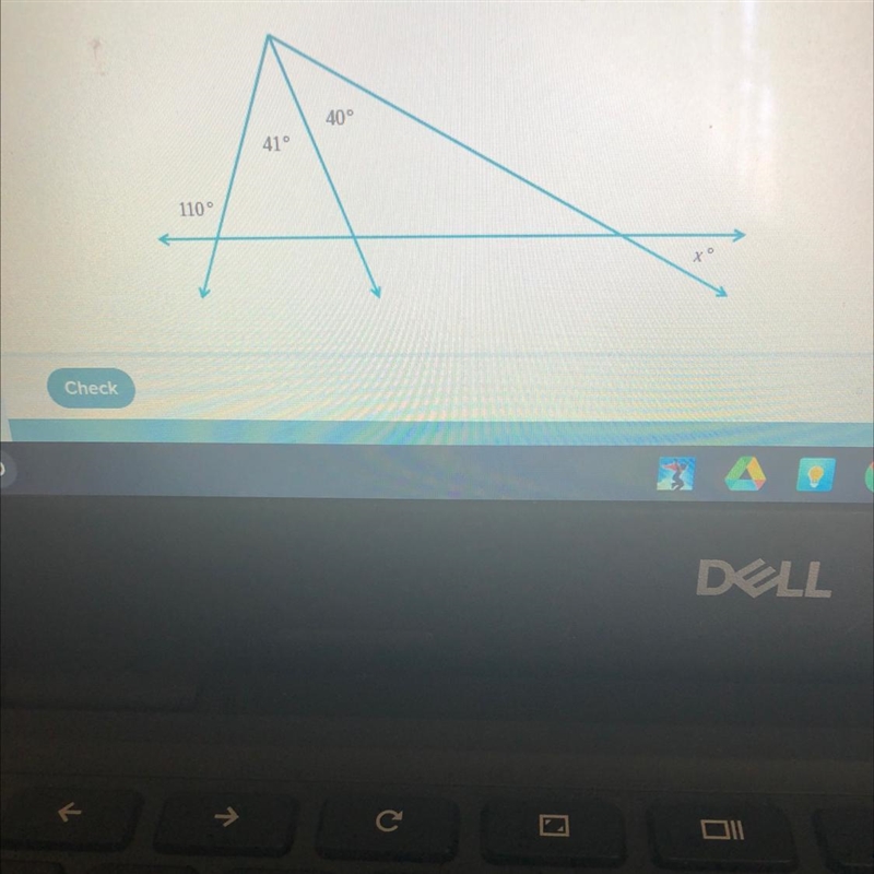 Can anyone help? 110 degrees ,41 degrees , 40 degrees, x?-example-1