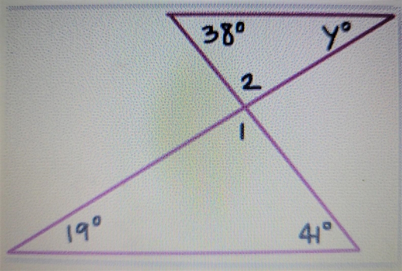 Find the measure of angle y. A) 19 B) 22 C) 41 D) 120​-example-1