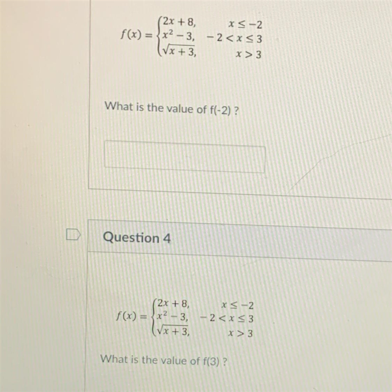 What is the value of f(-2) and f(3)-example-1