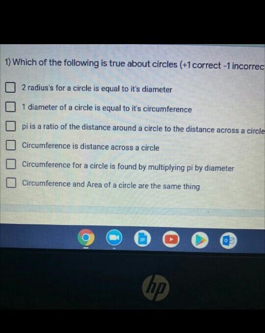 Help its for a friend 1) Which of the following is true about circles 2 radius's for-example-1