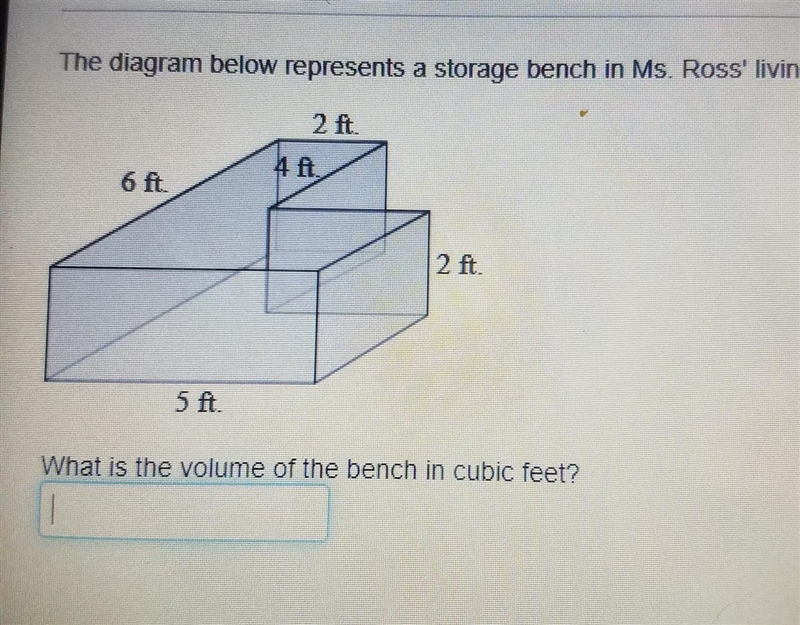 What is the volume of the bench in cub feet?​-example-1