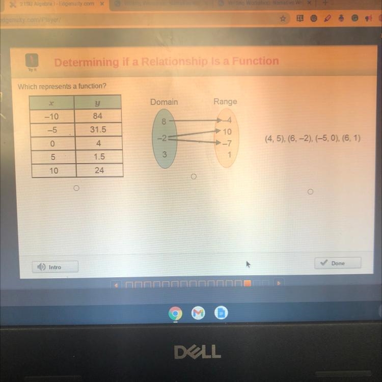 Determining if a Relationship Is a Function Which represents a function?-example-1