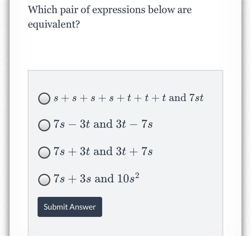 Which pair of expressions below are equivalent?-example-1