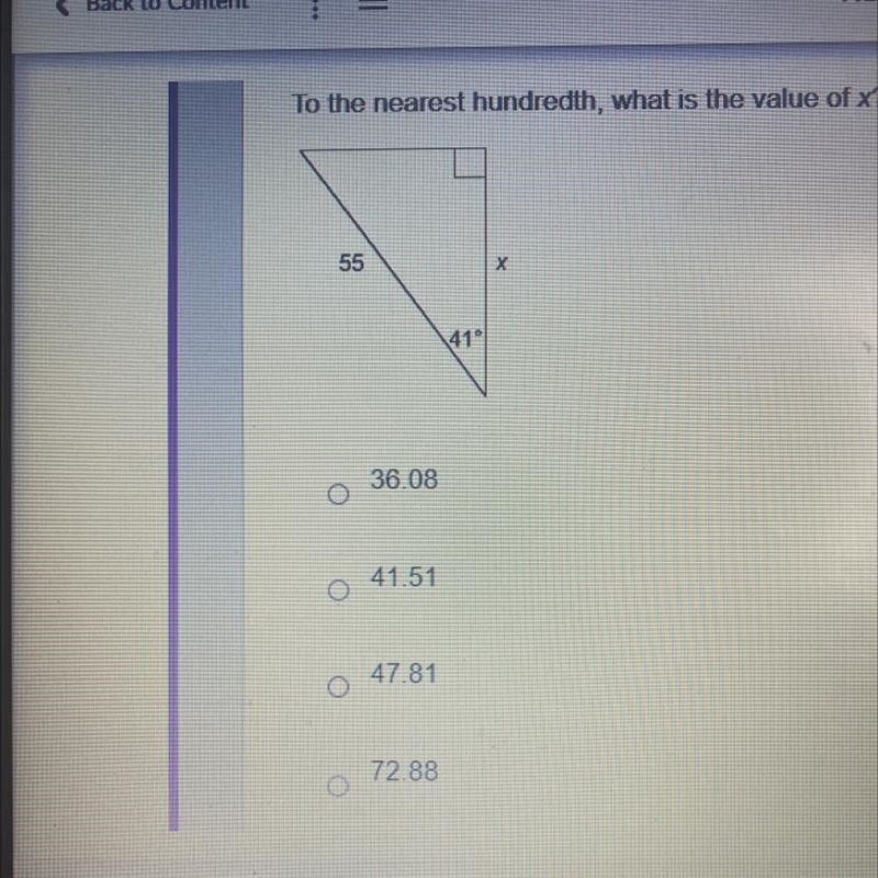 1. To the nearest hundredth, what is the value of x?-example-1