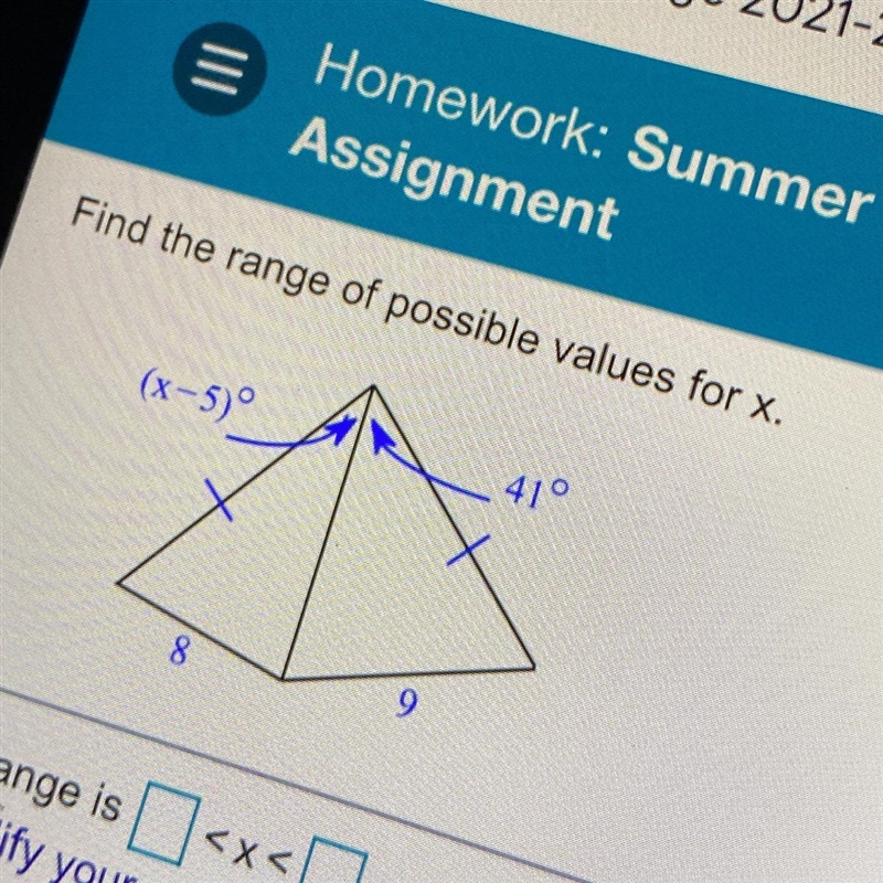 Find the range of possible values for x-example-1