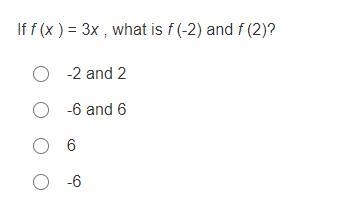 If f (x ) = 3x , what is f (-2) and f (2)?-example-1