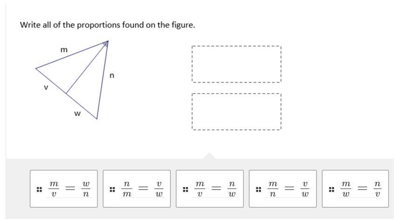 Write all proportions found on the figure. (Choose TWO answer choices)-example-1