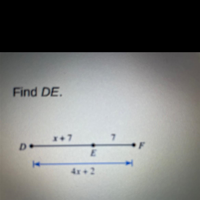 Find DE. A.4 B.5/3 C.7 D.11-example-1