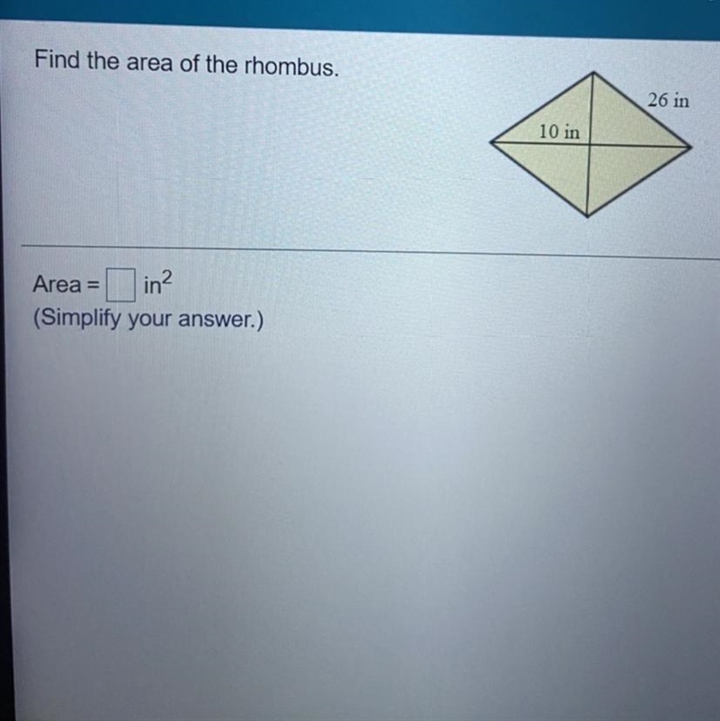 Find the area of the rhombus-example-1