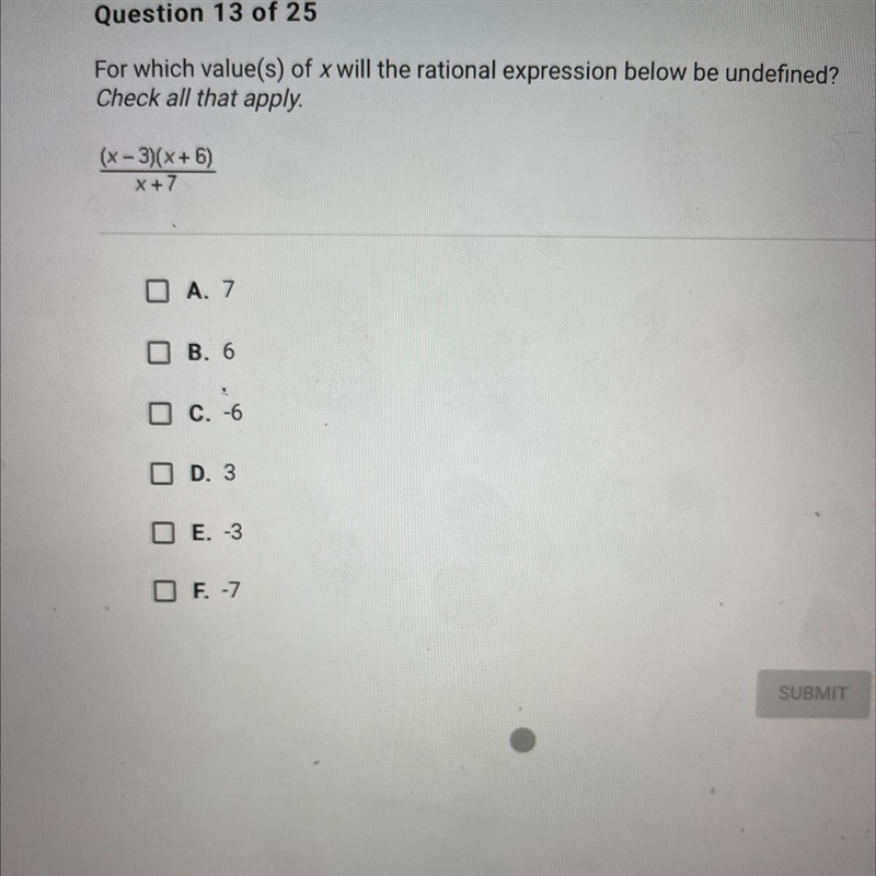 For which values of X will the rational expressions below the undefined?-example-1