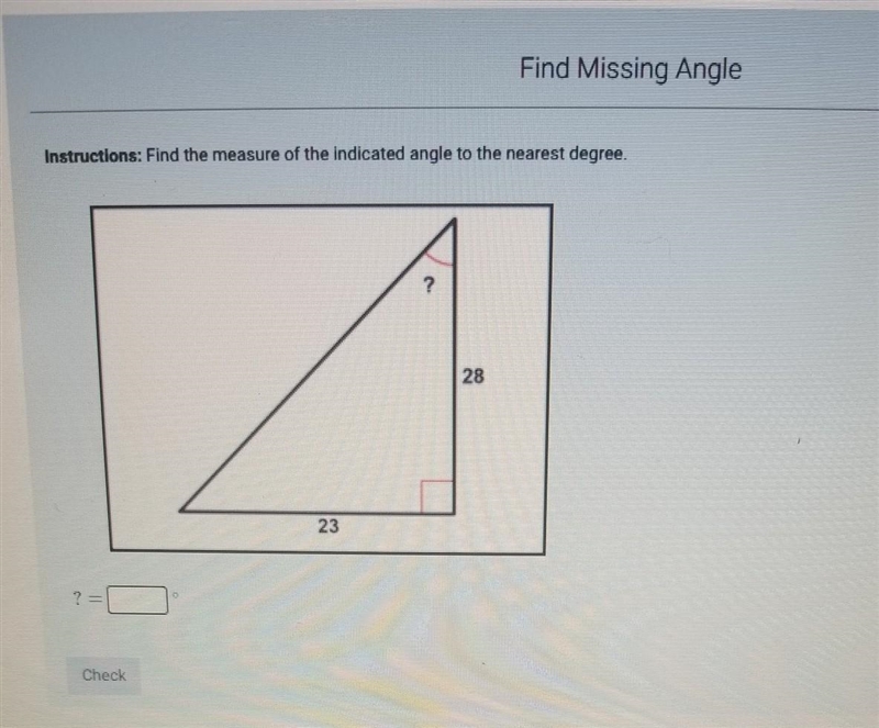 Find the measure of the indicated angle to the nearest degree​-example-1