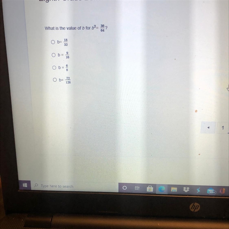 What is the value of b for b2 = 36/64-example-1