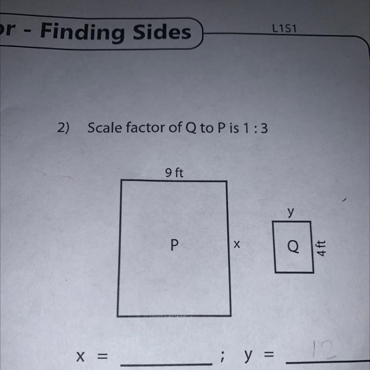 Scale factor of Q and P 1:3-example-1